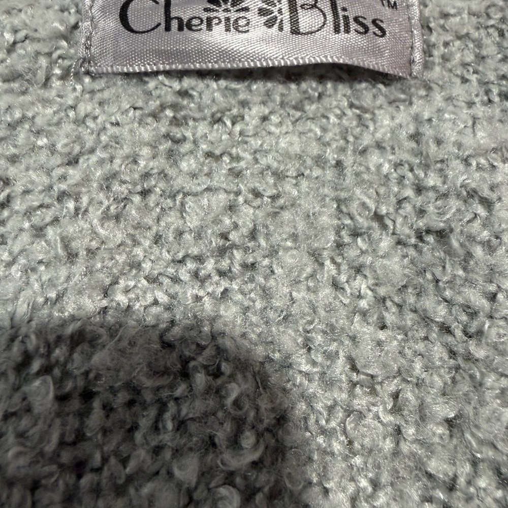 2/$25 Cherie Bliss Open-Front Draped Grey Striped Knit Fringe Poncho Wrap - Picture 4 of 4